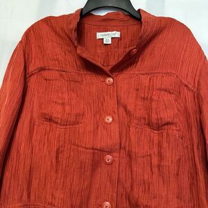 Coldwater‎ Creek Size XL Rust Orange Red Silk Linen Button Front Jacket